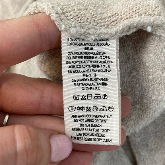 Free People Long-Sleeve Turtleneck Sweater Oatmeal Sz Small S Oversized Lagenloo - Picture 8 of 9